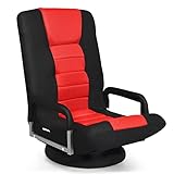 RELAX4LIFE Bodenstuhl Klappbar, Bodensessel mit 7-Fach Verstellbarer Rückenlehne & 360° drehbarem Sockel, Relaxsessel bis 150 kg belastbar, Lazy Sofa mit Armlehnen, für Wohnzimmer, Schlafzimmer, Büro