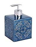WENKO Seifenspender Cordoba Blau Keramik - Flüssigseifen-Spender, Spülmittel-Spender Fassungsvermögen: 0.5 l, Keramik, 8.5 x 13 x 8.5 cm, Blau, 13 x 8.5 x 8.5 cm
