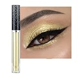 Lilbitty 1 Stück Glitzer Lidschatten Flüssigpigmente Metallisch Glanz Funkelnd Smokey Eye Look Schimmer Gold Goldene Perlmutt-Glitzer-Lidschattenflüssigkeit
