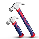 WORKPRO Klauenhammer 2 Stück, Latthammer 720 g und 340 g, Zimmermannhammer mit Klauenfunktion, Ergonomischer und Rutschfester Griff, für Holzarbeiten, Renovierungen, DIY