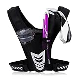 AWAVM Laufweste Telefonhalter Brusttasche Running Vest Telefonhalter mit 4 Taschen Leicht Atmungsaktiv Training Reflektierende Laufweste Sport Jogging Weste Verstellbarer Bund, Männer & Frauen