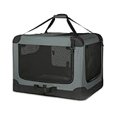 Amazon Basics Tragbarer, faltbarer Reisezwinger mit weichen Seiten und 4 Türen, Größe L, für Katzen, Hunde, Hasen und andere Kleintiere, Grau, L 91 x B 61 x H 61 cm