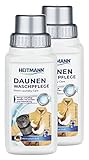 Heitmann Daunen Wäsche: reinigt und pflegt Textilien mit Daunenfüllung, ideal für die schonende Reinigung von Daunen-Jacken, Federkissen, Federbetten, 250ml, 2er Pack