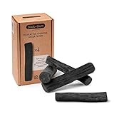 BLACK + BLUM Binchotan Aktivkohle Filter 4er Pack, traditionelle japanische Wasseraufbereitung Trinkwasser, Entfernt Chlor, fügt Mineralien hinzu, hält 6 Monate, pro Stück: 7,5 x 7,5 x 12 cm