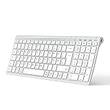 iClever Bluetooth Tastatur, BK10 Kabellos Tastatur mit 3 Bluetooth Kanälen, Ultraslim wiederaufladbare QWERTZ Deutsche Wireless Keyboard