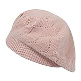 ZLYC Damen Baskenmütze Klassische Französischen Barett Einfarbig Warm Beret(Einfarbiges Rosa)