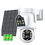 CAQBFRNL 8MP 4K Solar Wirelesss Kamera mit 7800 MAh Batterie Outdoor HD 4MP Dual Objektiv WiFi IP Camara Solar Panel CCTV Überwachungskamera(8MP Add 64G Card)