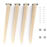 Sossai Möbelfüße aus Naturholz Buche unbehandelt, Clif Round HMF2, 45 cm hoch, rund, schräge Ausführung, für Stühle, Tische, Schränke