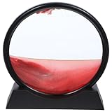 BESPORTBLE Treibsand Kunstgemälde Bewegte Sandmalerei Im Runden Glasdesign Für Entspannende Bürodekoration Rahmig Für Verschiedene Anlässe