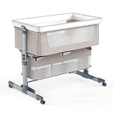 UKDUANWEI Beistellbett für Nachttisch | Leichtes klappbares Babybett | Verbreiterte Betttischnähte Großes Bett höhenverstellbar mit Netzseiten