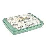 keeeper Handliche Box für Essen, Brotdose / Lunchbox, 17 x 13 x 3,5 cm, Design Sandwich, Carla Mini, Nordic Green