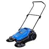 Kanwod KGAMS-6520 manuelle Kehrmaschine mit 18-Liter-Tank | Laubsammler mitzwei Seitenbürsten und 650mm Kehrbreite | Handkehrmaschine für Sand, Laub, Kies und Rasenschnitt