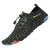 SAGUARO Badeschuhe Damen Herren Wasserschuhe Schwimmschuhe Schnelltrocken Aquaschuhe Strandschuhe Leicht Neoprenschuhe Surfschuhe rutschfeste Tauchschuhe Wassersportschuhe Stil 1:Schwarz Gr.41 EU