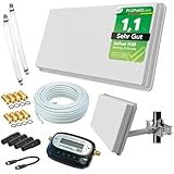 Selfsat H30D2+ Sat Flachantenne Twin mit Fensterhalterung + Sat-Finder + 20m Kabel + Anschluss Set von netshop 25 (HD Sat Anlage für 2 Teilnehmer)
