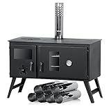 CampFeuer Zeltofen 28,5 x 58,5 x 260 cm | schwarz | mit 2 Kammern, Feuerstelle | Holzbackofen, Brotbackofen, Holzofen für Camping, Outdoor, Zelt | Zeltheizung, Tent Stove, Zelt Ofen Outdoor