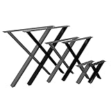 NOGGI: 2 Tischkufen metall (66x70cm - schwarz - Esstisch) I Tischbeine X-Form I Möbelfüße für Dein DIY Schreib-, Couch-, Wohnzimmer- oder Bartisch Projekt I moderne Hairpin Legs aus Vierkantprofilen I