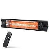 WALTER Professional Infrarot Wandheizstrahler 2000 W, 4 Stufen, Karbon Infrarot-Technologie, Terrassenheizstrahler für Innen- und Außenbereich, Timer Funktion, mit Fernbedienung, inkl Wandhalterung
