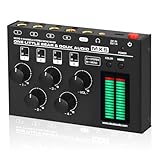 Douk Audio MX5 Mono/Stereo 4-Kanal Audio Mixer Ultra-rauscharmer Line Mixer LED Pegelmesser