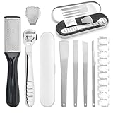 LUCKNIGHT 6 Stk Hornhautentferner, Professioneller Fußschaber, Hornhauthobel Edelstahl, Hornhautraspel Fuß, Fußschaber Rasierer, Fußpflege, mit 10 Ersatzklingen für Fußpflege, Pediküre, aus Edelstahl