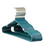 10 stücke Kleiderbügel Mit Rillen for Lüften Kinder Erwachsene Metall Einfache Dicke, Nicht-Slip Dip Kunststoff kleiderbügel Für Mäntel Hosen(Blue Green)