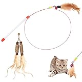 Cbofeixg Katzenangel mit Federn, Katzenspielzeug, Bunt Katzen Spielsachen, Interaktives Katzen Spielzeug Anhänger mit Federn, für Kätzchen und Katzen, mit Feder Glocke Katzenspielzeug