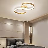 YNAUFFFC LED-Wohnzimmer-Deckenleuchte, modernes Design, Schlafzimmerlampe mit Fernbedienung, dimmbare Deckenlampe, Gold-Wohnzimmerlampe, anwenden, Schlafzimmer, Esszimmer, Büro, Arbeitszimmer (klein)