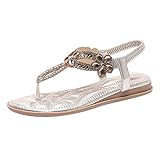 Sandalen Damen Sommer, Böhmen Strandsandalen Flip Flops Pantoletten Bequeme Flach Elegant Sandaletten Strandsandalen Walking Pantoffeln Zehentrenner Sandaletten Damen Flipflopssandalen