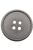 10 Stück Knöpfe silber matt 4 Loch Metallknöpfe rund mit geriffeltem Rand in 4 Größen Metall Knöpfe flach (20mm)