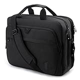 bagsmart 17,3-Zoll-Laptoptasche, Erweiterbare Aktentasche, Computertasche für Herren und Damen, Laptop-Umhängetasche, Arbeitstasche, Geschäftsreisen, Büro, Abschließbar (Schwarz-17,3 Zoll)