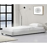 Corium Kunstlederbett Polsterbett aus Kunstleder Bettgestell mit Lattenrost 90x200 cm Bett inkl. Lattenrahmen Einzelbett Jugendbett Lederimitat in Weiß