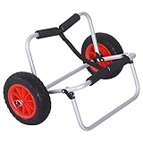 HOMCOM Kanuwagen Kajakwagen Surfwagen klappbar mit Gurt Räder gepolstert Alu Silber bis 90 kg L70 x B40 x H42 cm