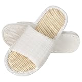Zimoer Hausschuhe Damen Herren Pantoffeln Rutschfest Baumwolle und Leinen Material Slippers atmungsaktive Ideal für Frühling Sommer Gästehausschuhe Hotel Home Spa, Innenbereich