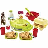 Ecoiffier 7600002631 Waffeleisen 22-teiliges Backset mit Spiellebensmitteln, ideales Zubehör für Spielküchen, Spielwaffeleisen, für Kinder ab 18 Monaten, Grünen