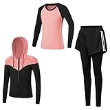 Tancefair Kinder Mädchen Jungen Trainingsanzug 2/3 tlg Sportanzug Jogging Bekleidungsset Freizeitanzug (Shirt + Hose) Training Laufen Fußball Basketball Trikots Yoga,120,Girls 3 Piece Set Pink