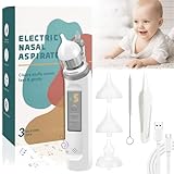 Nasensauger Baby, Elektrisch Nasensekretsauger mit 5 Saugstärken und 3 Silikon Tipps, Wiederaufladbar Nasensekretsauger Baby, Staubsauger, Beruhigende Musik & Licht Funktion, für Neugeborene & Kinder