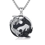 OHAYOO Yin Yang Halskette 925 Sterling Silber Yin Yang Koi Anhänger Kette Partnerketten für Sie und Ihn Koi Fisch Halskette Yin Yang Schmuck Geschenke für Damen Herren