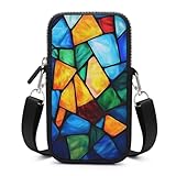Jubonexis Buntglas-Regenbogen-geometrische Formen, Crossbody-Handytasche, Smartphone-Tasche mit verstellbarem Riemen
