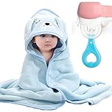 DKDDSSS 2PCS Handtuch Kapuze Badetuch Baby, Babyhandtuch Set, Kapuzenhandtuch Baby Super Saugfähiges, Weiches Badeponcho Baby Badetuch für Babybaden Unisex, Blue