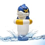 Schwimmender Chlorspender, 3 Zoll Chlor Schwimmer, Chlor Spender Pool Dosier Schwimmer Für Pool - Haifisch-Design | Chlorgranulat TablettenSchwimmer Spender für Außenpool, Behälter für 4 Tabletten