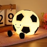 YSWOVUO Nachtlicht Kinder, Fußball Lampe Silikon Soft Touch, 3 Dimmbar Nachtlampe mit Timer, Aufladbare Kinderlampe Stilllampe, Cute Night Light für Kinderzimmer Schlafzimmer Deko Geschenke