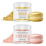 Essbarer Glitzer Set - 2 Farben Gold und RoséGold Lebensmittel Essbares Glitzer für Getränke, Geschmacklos Essbare Glitzerpulver, Glitzer für Liköre, Cocktails, Torten, Pralinen, Dessertdekorationen