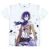 ITER Coolprint Anime Shirt Angriff Auf Titan T-Shirts Multi-Stil Kurzarm Pfadfinder Regiment Mikasa Ackerman Cosplay Hentai Shirts-color07||XL