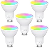 Fitop GU10 Alexa Glühbirnen Wlan Smart Lampe, 4.7W Entspricht 50W, RGB 16 Millionen Farben+Warmweiß-Kaltweiß, Dimmbar per App oder Sprach, Kompatibel mit Alexa/Google Home, Kein Hub Benötig, 5 Stück