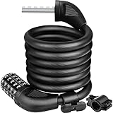 Fahrradschloss mit Zahlencode 1500mm/12mm Kabelschloss Hohe Sicherheit 5-Stellig Code Kombination Fahrrad Schlosser Zahlenschloss Cable