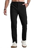 Elegancity Herren Chinohose Schwarz Stretch Freizeithose Regular Fit Stoffhose Anzughose Einfarbig 60% Baumwolle Passform Mit Bundgummi L