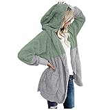 Damenweste, Sommer, Wintermantel aus Fleece, lässig, mit Cardigan mit Kapuze und Taschen, für Winter, lange Jacken, kariert, für Damen, grün, 38