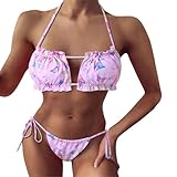 Bikini Damen Set Weich Bequem Strand Badeanzuge Atmungsaktiv Sommer Tankini Elegant Push Up Bikinis Günstig Einteiliger Sexy Modische Schwimmanzug Brazilian Style Badeanzüge (XL)