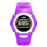 Kinderuhr, analog, digital, Sport, LED, elektronische Mädchen-Uhr, Handgelenk, Kinderuhr, Jungen, Digitaluhren, Alter 7–10 Jahre, violett, Einheitsgröße
