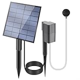 CWOQOCW Solarbetriebene Luftpumpe, 2,5 W, 7 V, Teichbelüfter mit Luftstein für Aquarien, Sauerstoffversorgungssystem, schwarz, kabellos, einfache Installation, für Garten und Außenbereich