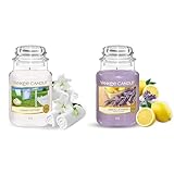 Yankee Candle Duftkerze im Glas (groß) – Clean Cotton – Kerze mit langer Brenndauer bis zu 150 Stunden & Duftkerze im großen Jar, Lemon Lavender, Brenndauer bis zu 150 Stunden